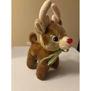 Vintage Rudolph Red Nosed Reindeer Plush 10.5 inch Standing Deer